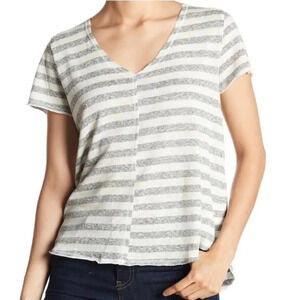 NEW PST by Project Social T Women's Size Large Gray Everyday Striped Tee Shirt
